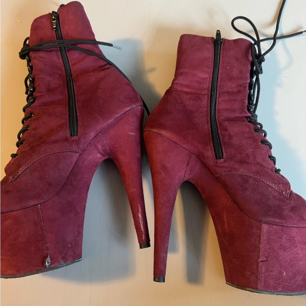 Pleaser Lace-Up Platform Suede Boots View 3
